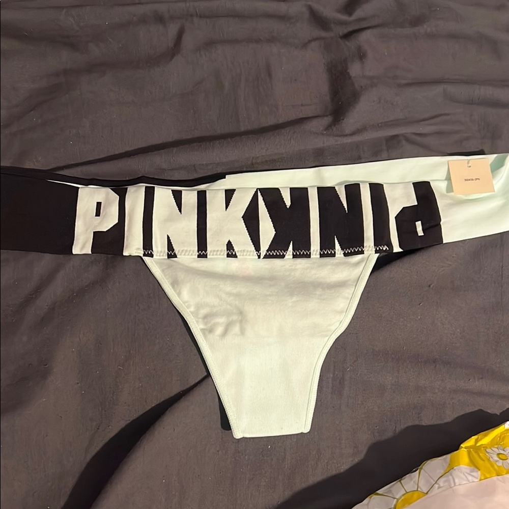 Black and Mint Seamless Thong